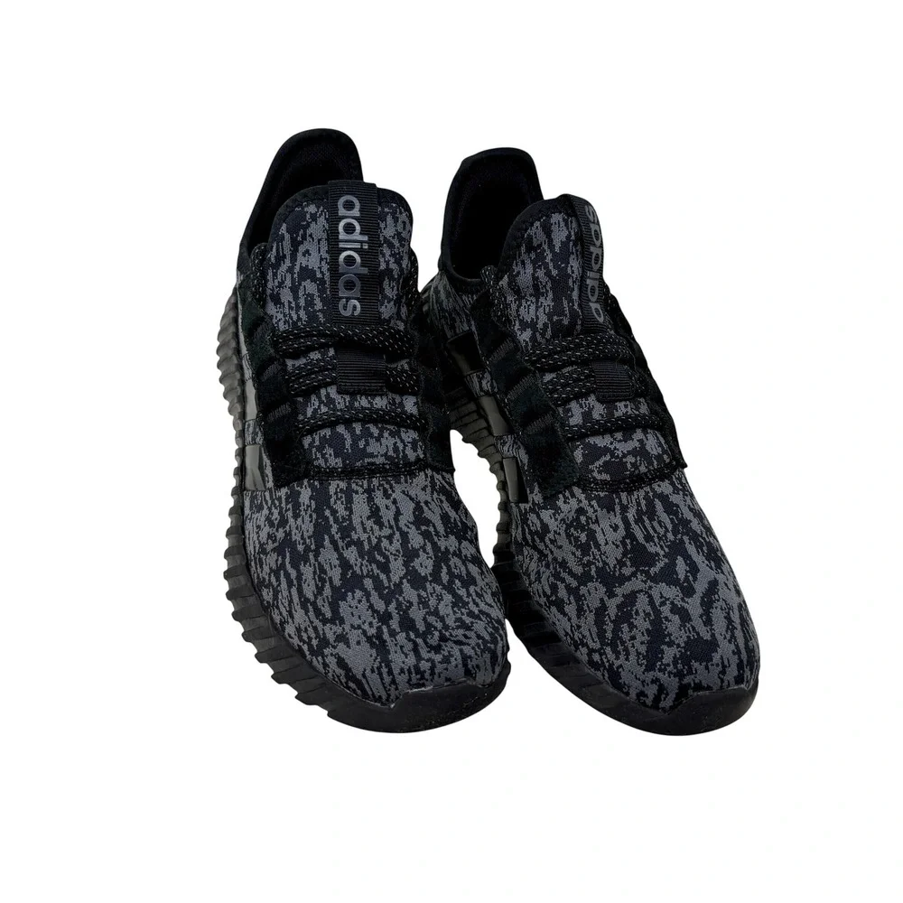Adidas Kaptir Men's Sz 8.5 Grey Black Digital Camo Knit Running Shoes PWJ 001004